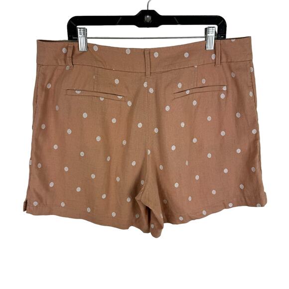 LOFT Orange White Pola Dot Linen Viscose High Rise 6" Shorts Size 12 - Picture 2 of 7